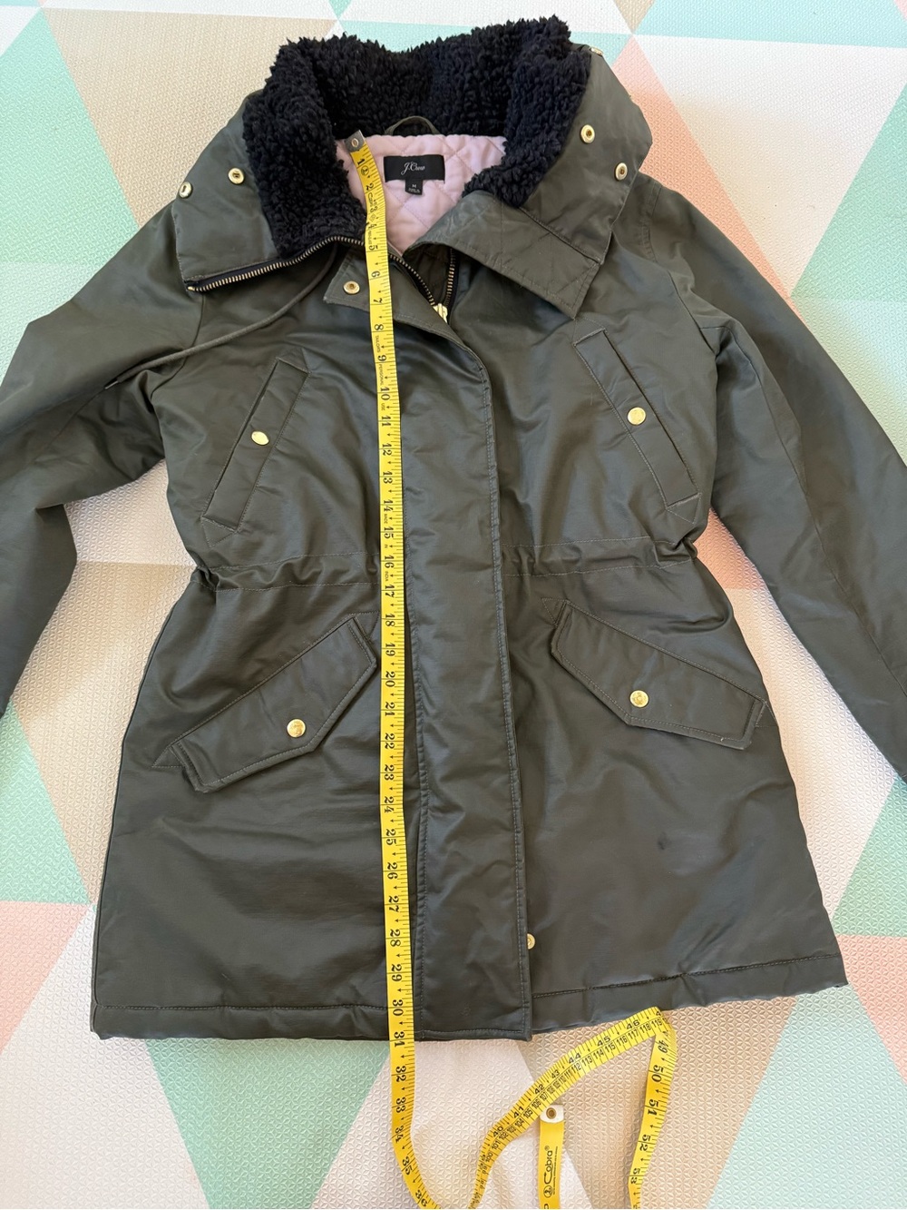 J. Crew Olive Green Perfect Winter Parka Size Medium - Picture 7 of 12